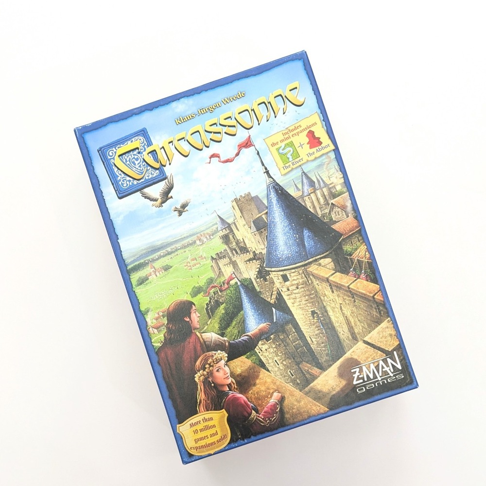 Carcassonne Board Game Z-Man Games 2019 w/River & Abbott Expansion COMPLETE